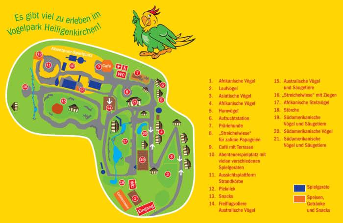Parkplan des Vogelpark Heiligenkirchen