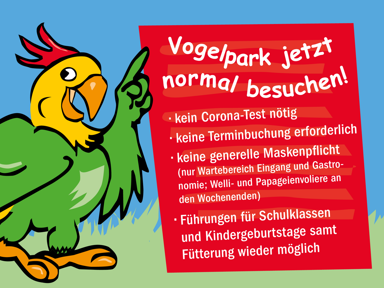 VOGELPARK JETZT OHNE TERMINBUCHUNG BESUCHEN  - Kommen Sie vorbei uns zahlen Sie wie gewohnt vor Ort!